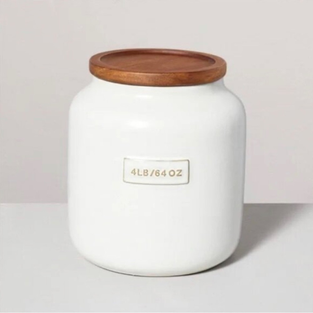 64oz Dry Goods Stoneware Canister w/Wood Lid - Hearth & Hand™ with Magnolia